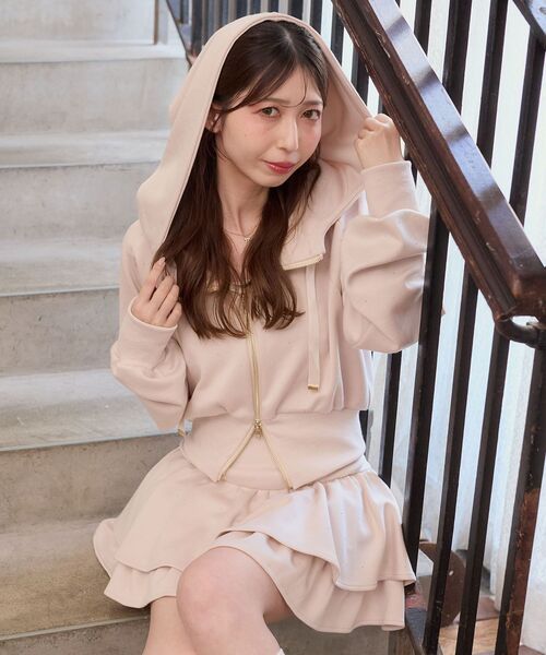 MAJESTIC LEGON（マジェスティックレゴン）の「キラキラウエストきゅっとパーカー（パーカー・レディース・アイボリー/ピンク/ブラック/グレー・MEDIUM）」の21枚目の写真