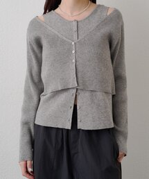 レイヤード風ニットカーディガン