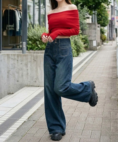 shyam inspiration(シャムインスピレーション)の「ポケットデザインバギーデニムパンツ(デニムパンツ・レディース・ブルー・S/M/L)」の5枚目の写真