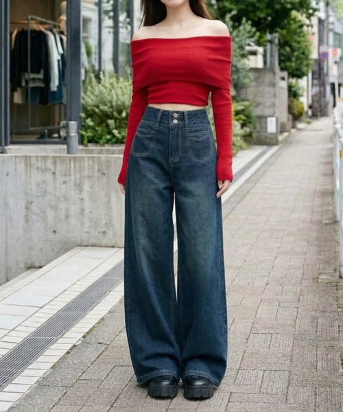 shyam inspiration(シャムインスピレーション)の「ポケットデザインバギーデニムパンツ(デニムパンツ・レディース・ブルー・S/M/L)」の6枚目の写真