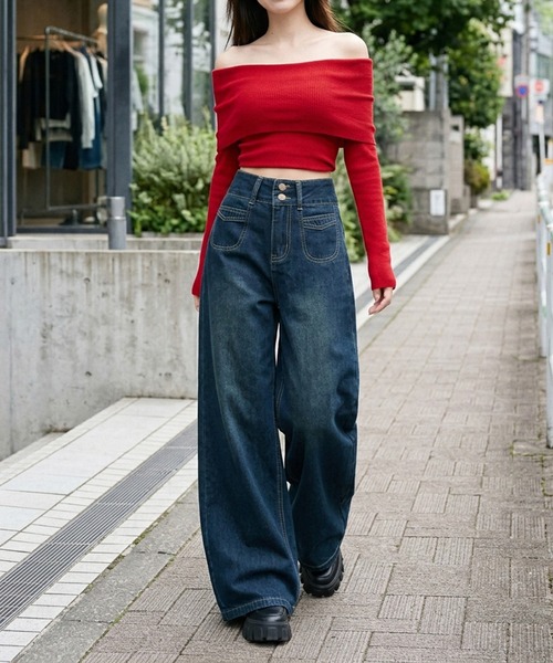 shyam inspiration(シャムインスピレーション)の「ポケットデザインバギーデニムパンツ(デニムパンツ・レディース・ブルー・S/M/L)」の4枚目の写真
