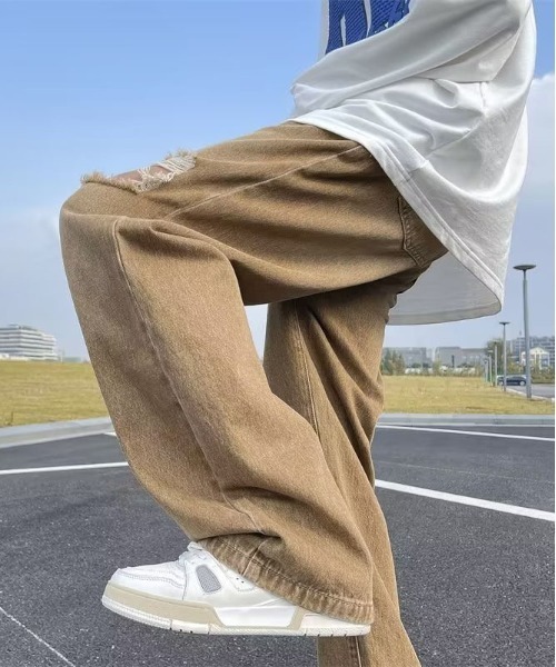 DOUBLE STEAL(ダブルスティール)の「DSクラッシュデザインバギーデニム(デニムパンツ・メンズ・グレー/ブラウン・X-LARGE/LARGE/MEDIUM/SMALL)」の4枚目の写真