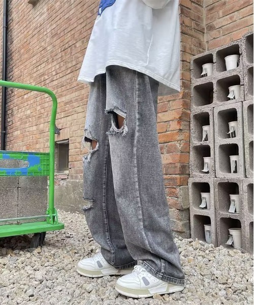 DOUBLE STEAL(ダブルスティール)の「DSクラッシュデザインバギーデニム(デニムパンツ・メンズ・グレー/ブラウン・X-LARGE/LARGE/MEDIUM/SMALL)」の5枚目の写真