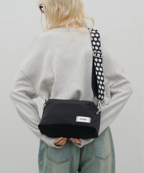 CIAOPANIC TYPY(チャオパニックティピー)の「:【TYNNE.】ドット柄テープショルダーナイロンバッグ(ショルダーバッグ・レディース・ブラック/パープル/ベージュ・ONE SIZE)」の5枚目の写真