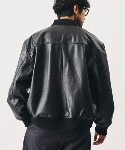 Firsthand(ファーストハンド)の「Firsthand/ファーストハンド 【限定展開】Leather Big MA-1 レザー ビッグ ブルゾン(MA-1・メンズ・ブラック・MEDIUM/LARGE)」の15枚目の写真