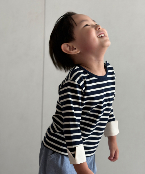 SALON DE YOHN（サロンドヨーン）の「Stripe Cuffs Tee_ Kids（Tシャツ/カットソー・レディース・その他・90/100/110）」の2枚目の写真