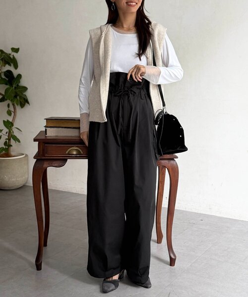 Chez toi(シェトワ)の「ウエスト2WAYパンツ(その他パンツ・レディース・ブラック/ベージュ・FREE)」の3枚目の写真