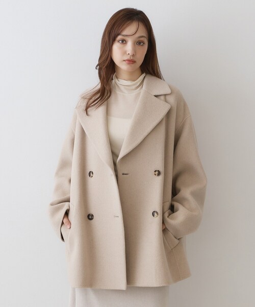DRESSTERIOR(ドレステリア)の「Super120シャルムウールブレンドミドルコート(チェスターコート・レディース・ベージュ/オフホワイト・38/36)」の2枚目の写真