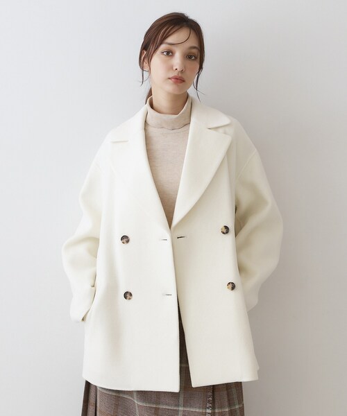 DRESSTERIOR(ドレステリア)の「Super120シャルムウールブレンドミドルコート(チェスターコート・レディース・ベージュ/オフホワイト・38/36)」の1枚目の写真