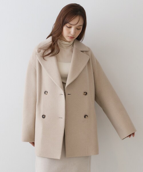 DRESSTERIOR(ドレステリア)の「Super120シャルムウールブレンドミドルコート(チェスターコート・レディース・ベージュ/オフホワイト・38/36)」の8枚目の写真