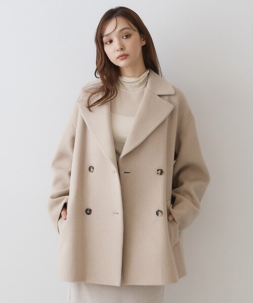 DRESSTERIOR(ドレステリア)の「Super120シャルムウールブレンドミドルコート(チェスターコート・レディース・ベージュ/オフホワイト・38/36)」の9枚目の写真