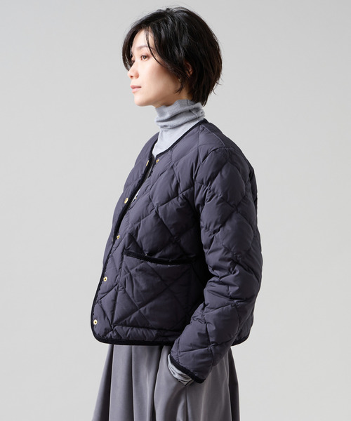 Liesse(リエス)の「《別注》【TAION×Liesse】コーデュロイパイピングショートダウンジャケット(ダウンジャケット/コート・レディース・ネイビー/アイボリー・FREE)」の4枚目の写真