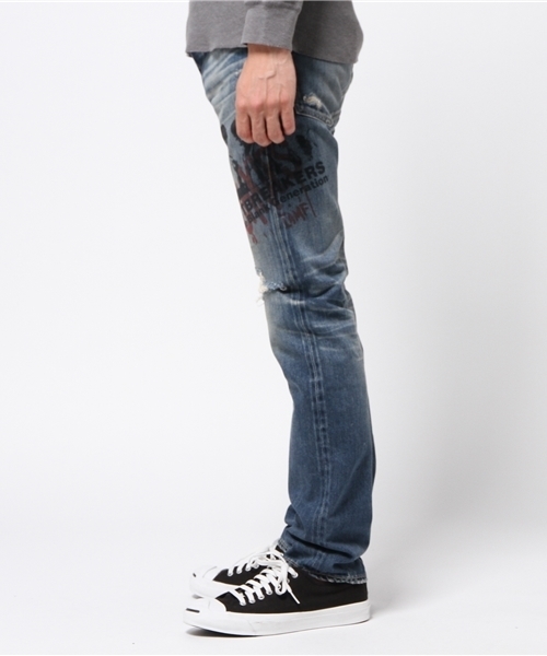 HYSTERIC GLAMOUR（ヒステリックグラマー）の「HB/SK加工HEARTBREAKERS pt デニムスリムストレートPT（デニムパンツ・メンズ・インディゴブルー・28inch/29inch/31inch/32inch/30inch/34inch）」の10枚目の写真