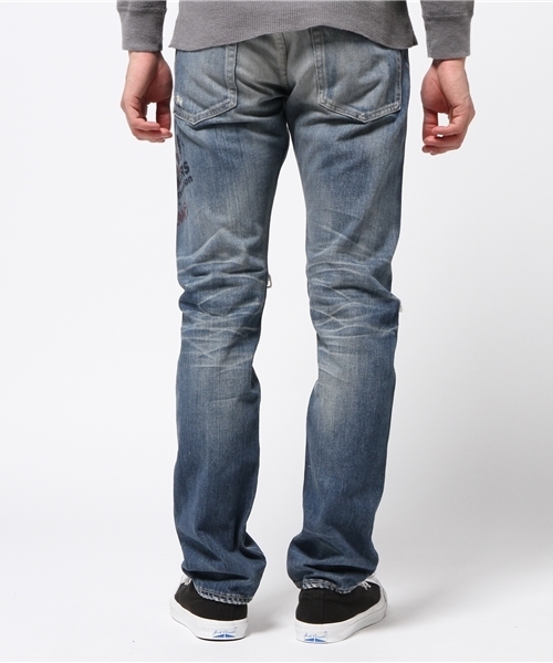 HYSTERIC GLAMOUR（ヒステリックグラマー）の「HB/SK加工HEARTBREAKERS pt デニムスリムストレートPT（デニムパンツ・メンズ・インディゴブルー・28inch/29inch/31inch/32inch/30inch/34inch）」の11枚目の写真