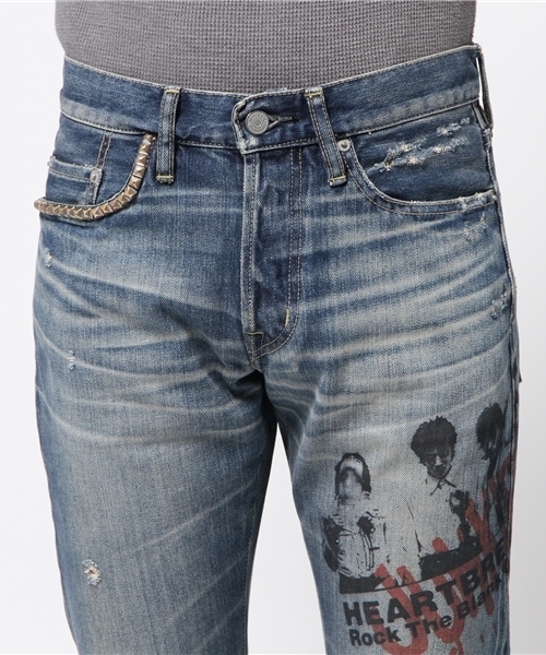 HYSTERIC GLAMOUR（ヒステリックグラマー）の「HB/SK加工HEARTBREAKERS pt デニムスリムストレートPT（デニムパンツ・メンズ・インディゴブルー・28inch/29inch/31inch/32inch/30inch/34inch）」の13枚目の写真