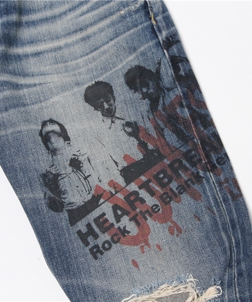 HYSTERIC GLAMOUR（ヒステリックグラマー）の「HB/SK加工HEARTBREAKERS pt デニムスリムストレートPT（デニムパンツ・メンズ・インディゴブルー・28inch/29inch/31inch/32inch/30inch/34inch）」の6枚目の写真