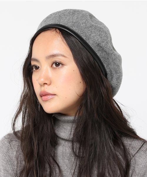 PUNYUS（プニュズ）の「パイピングベレー帽（キャスケット・レディース・ワイン/カーキ/キャメル/グレー/ブラック・FREE）」の3枚目の写真