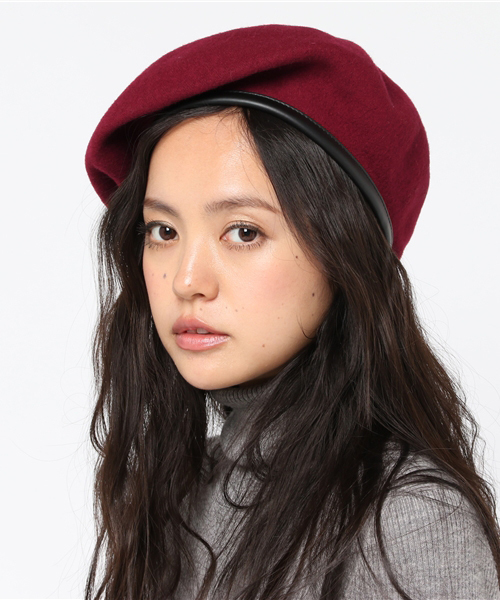 PUNYUS（プニュズ）の「パイピングベレー帽（キャスケット・レディース・ワイン/カーキ/キャメル/グレー/ブラック・FREE）」の5枚目の写真