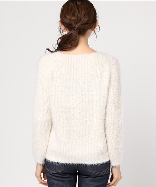 LBC(エルビーシー)の「フェザーヤーンプルオーバー (ニット/セーター・レディース・オフホワイト/グレー/ライトブラウン・MEDIUM)」の6枚目の写真