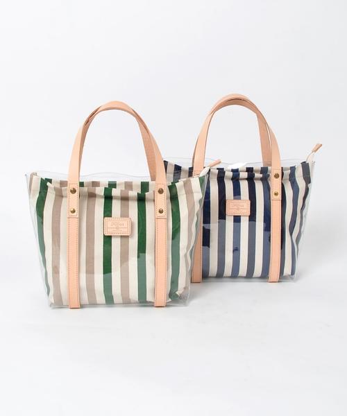liflattie ships（リフラティ シップス）の「【別注】FOLNA（フォルナ）:マルチストライプ トート ◇（トートバッグ・レディース・ネイビー/グリーン・ONE SIZE）」の3枚目の写真