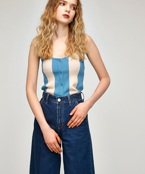 MOUSSY（マウジー）の「FRONT BUTTON KNIT TANK TOP（タンクトップ・レディース・ブルー系その他/アイボリー/ブラック/ブラウン系その他・FREE）」の4枚目の写真