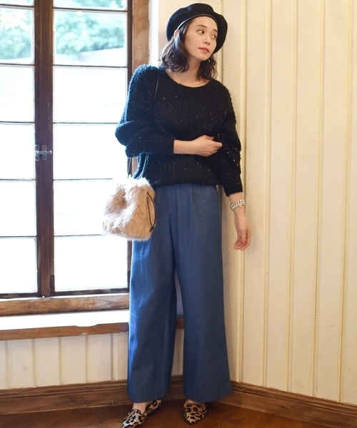 Khaju（カージュ）の「Khaju:レースアップデニムワイドパンツ２◇（デニムパンツ・レディース・ブルー/コバルトブルー・26/27）」の4枚目の写真