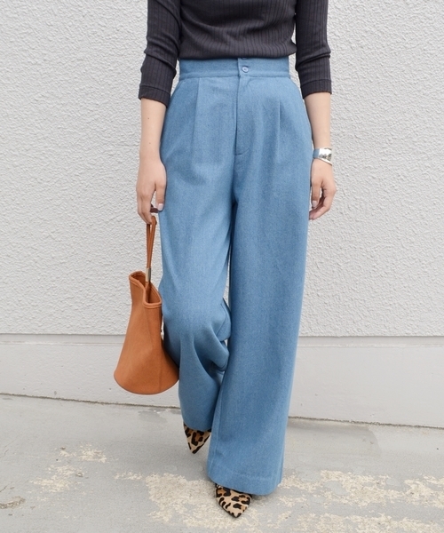 Khaju（カージュ）の「Khaju:レースアップデニムワイドパンツ２◇（デニムパンツ・レディース・ブルー/コバルトブルー・26/27）」の5枚目の写真