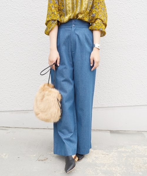 Khaju（カージュ）の「Khaju:レースアップデニムワイドパンツ２◇（デニムパンツ・レディース・ブルー/コバルトブルー・26/27）」の10枚目の写真