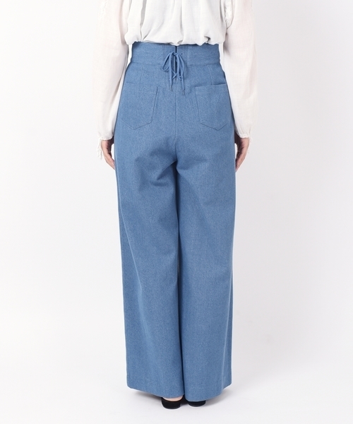Khaju（カージュ）の「Khaju:レースアップデニムワイドパンツ２◇（デニムパンツ・レディース・ブルー/コバルトブルー・26/27）」の13枚目の写真