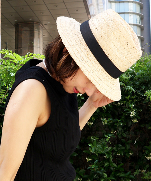 salle de bal（サルデバル）の「∴ラフィアハット / つば広帽 中折れ（ハット・レディース・グレー/ナチュラル/キャメル/オレンジ/ブラック・FREE）」の4枚目の写真
