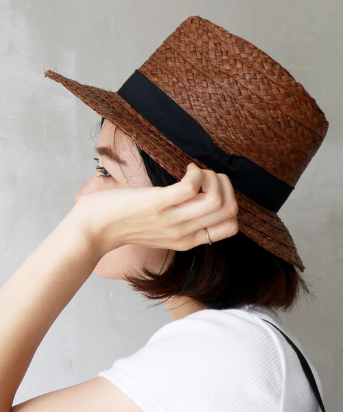 salle de bal（サルデバル）の「∴ラフィアハット / つば広帽 中折れ（ハット・レディース・グレー/ナチュラル/キャメル/オレンジ/ブラック・FREE）」の5枚目の写真
