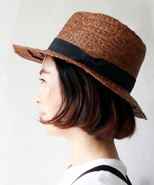 salle de bal（サルデバル）の「∴ラフィアハット / つば広帽 中折れ（ハット・レディース・グレー/ナチュラル/キャメル/オレンジ/ブラック・FREE）」の12枚目の写真