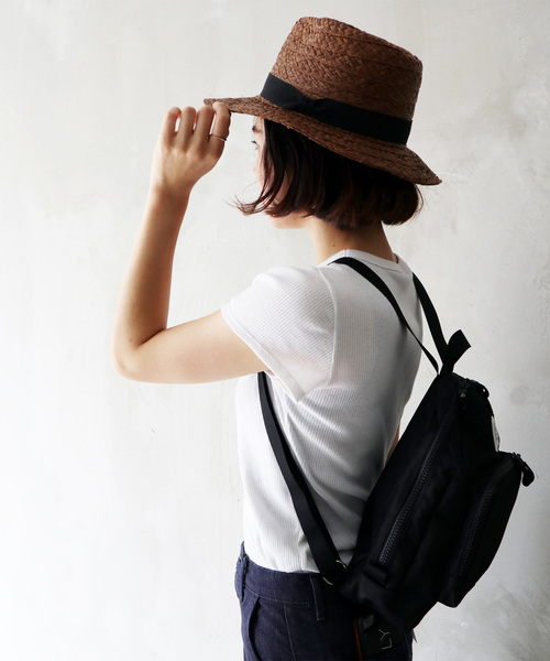 salle de bal（サルデバル）の「∴ラフィアハット / つば広帽 中折れ（ハット・レディース・グレー/ナチュラル/キャメル/オレンジ/ブラック・FREE）」の13枚目の写真