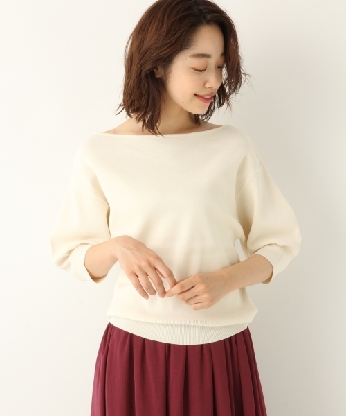 A part by（アパートバイ）の「14GCソウバリパフ5S　800690（ニット/セーター・レディース・ホワイト/ブラック/ベージュ/ボルドー・FREE）」の2枚目の写真