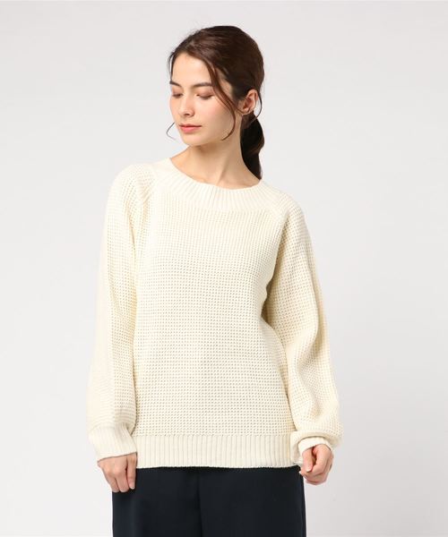 KOBE LETTUCE（コウベレタス）の「ボートネックワッフルニットプルオーバー＊レディース/トップス[C3511]神戸レタス（ニット/セーター・レディース・チャコールグレー/ブラック/パープル/アイボリー・FREE）」の7枚目の写真
