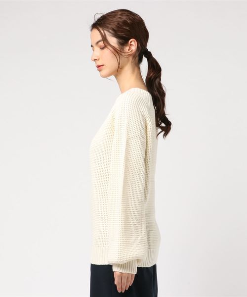 KOBE LETTUCE（コウベレタス）の「ボートネックワッフルニットプルオーバー＊レディース/トップス[C3511]神戸レタス（ニット/セーター・レディース・チャコールグレー/ブラック/パープル/アイボリー・FREE）」の5枚目の写真