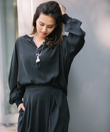 Munich | ヘンリーネックギャザーブラウス(シャツ/ブラウス)