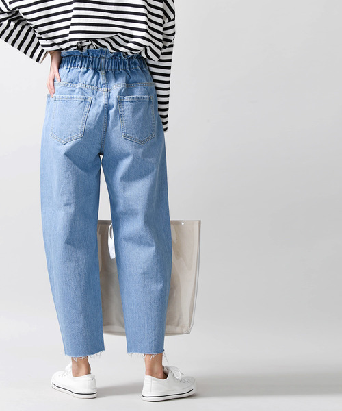 WEGO(ウィゴー)の「WEGO/ギャザーマムパンツ(デニムパンツ・レディース・インディゴブルー/ライトインディゴブルー・FREE)」の8枚目の写真