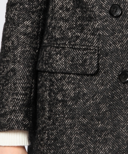 UNITED ARROWS（ユナイテッドアローズ）の「UAG W/LI ヘリンボーン チェスターコート（その他アウター・レディース・ブラック・40/38/36）」の7枚目の写真