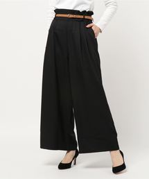 合皮ベルト付ワイドパンツ