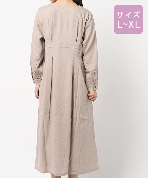 apres jour（アプレジュール）の「【大きいサイズ】Vボタン麻混ワンピース【ZOZOTOZN限定アイテム】（ワンピース・レディース・ベージュ/ラベンダー・X-LARGE）」の20枚目の写真