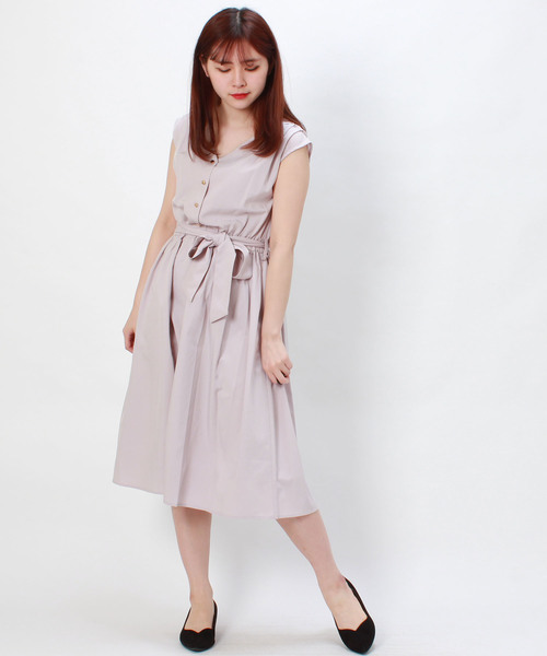 TRUDEA(トルディア)の「フロントボタン使い ギャザーワンピース(ワンピース・レディース・ライトグレー/ネイビー/イエロー/ブルー/グリーン/ブルーグリーン・SMALL/MEDIUM/LARGE)」の17枚目の写真