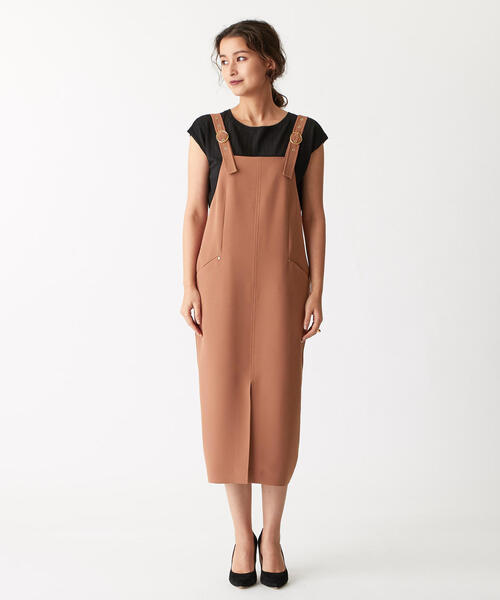 EMMEL REFINES(エメルリファインズ)の「FC PE バックル ジャンパースカート(ワンピース・レディース・ブラック/ブラウン・S/M)」の4枚目の写真