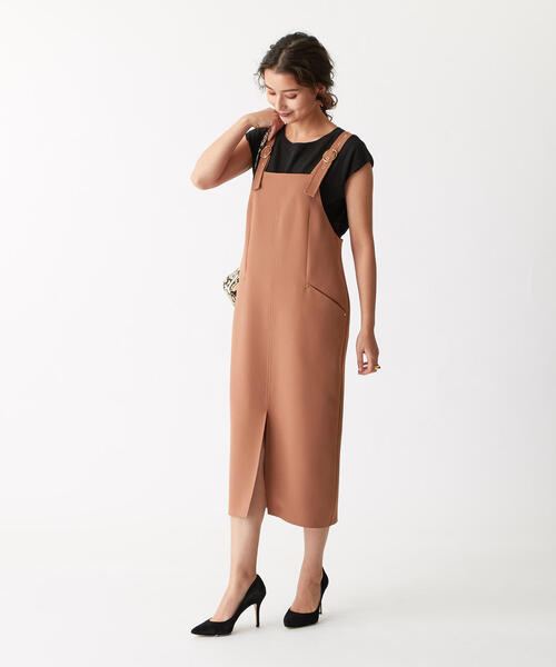 EMMEL REFINES(エメルリファインズ)の「FC PE バックル ジャンパースカート(ワンピース・レディース・ブラック/ブラウン・S/M)」の6枚目の写真