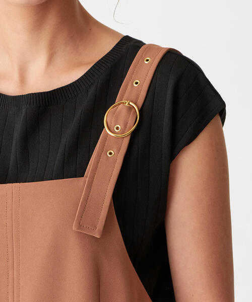 EMMEL REFINES(エメルリファインズ)の「FC PE バックル ジャンパースカート(ワンピース・レディース・ブラック/ブラウン・S/M)」の8枚目の写真