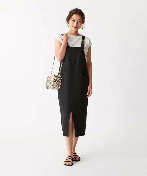 EMMEL REFINES(エメルリファインズ)の「FC PE バックル ジャンパースカート(ワンピース・レディース・ブラック/ブラウン・S/M)」の14枚目の写真