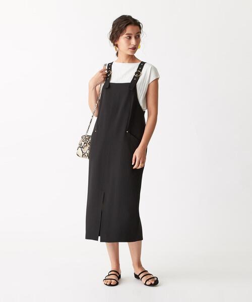 EMMEL REFINES(エメルリファインズ)の「FC PE バックル ジャンパースカート(ワンピース・レディース・ブラック/ブラウン・S/M)」の15枚目の写真