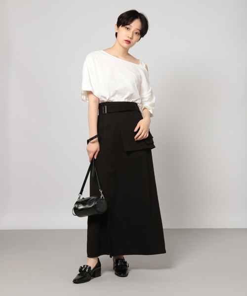 PAGEBOY（ページボーイ）の「エプロンポケットミリタリースカート（スカート・レディース・ブラック/カーキ/キャメル・FREE）」の5枚目の写真