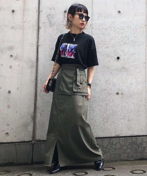 PAGEBOY（ページボーイ）の「エプロンポケットミリタリースカート（スカート・レディース・ブラック/カーキ/キャメル・FREE）」の19枚目の写真