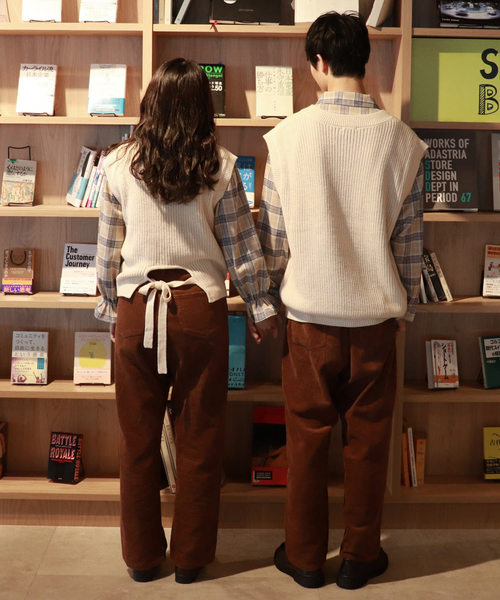 PairPair（ペアペア）の「【PairPair１周年限定アイテム】チェック柄キャンディスリーブブラウス×バックリボンニットベストセット（シャツ/ブラウス・レディース・アイボリー/ブラウン系その他・FREE）」の4枚目の写真